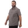 camisa plus size masculina linho preta lado
