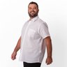 camisa plus size masculina linho com bolso branca lado