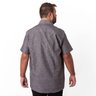 camisa plus size masculina linho com bolso preta costas