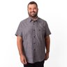 camisa plus size masculina linho com bolso preta frente