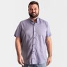 camisa plus size masculina gola padre oxford azul frente
