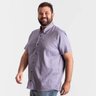 camisa plus size masculina gola padre oxford azul lado