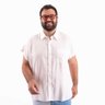 camisa plus size masculina japan viscose branca frente