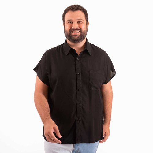 Camisa Plus Size Masculina Japan Viscose Preta