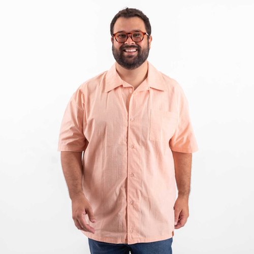 Camisa Plus Size Masculina Cardin Oversized Salmão