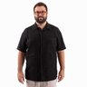 camisa plus size masculina linho detail oversized preta frente