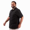 camisa plus size masculina linho detail oversized preta lado