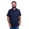 camisa plus size masculina m c tricoline elastic azul marinho frente