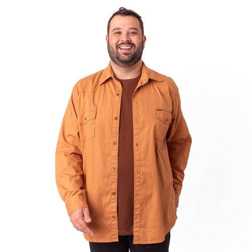 Camisa Plus Size Masculina ML Stoned Caramelo