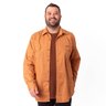 camisa plus size masculina ml stoned caramelo frente