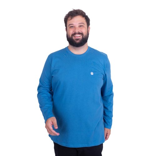 Camiseta Plus Size Masculina ML Bear Azul