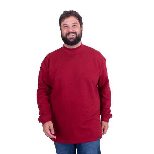 Camiseta Plus Size Masculina Moletom ML Gola Alta Cereja