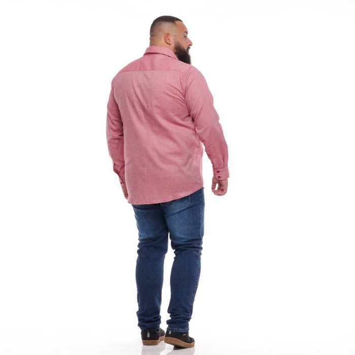 camisa plus size masculina oxford goiaba mais pano costas corpo