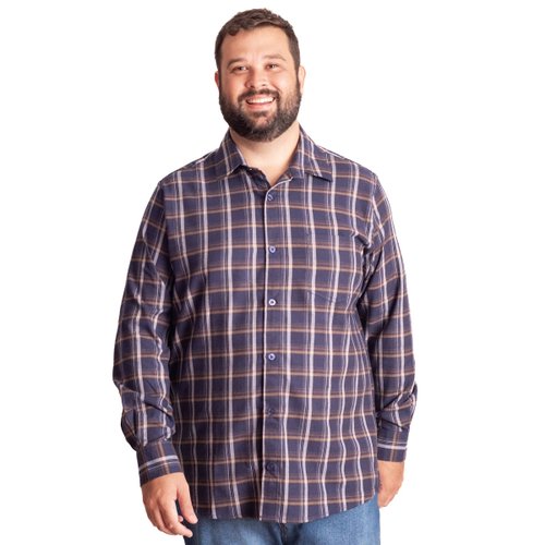 Camisa Plus Size Masculina Flanela Xadrez Marine