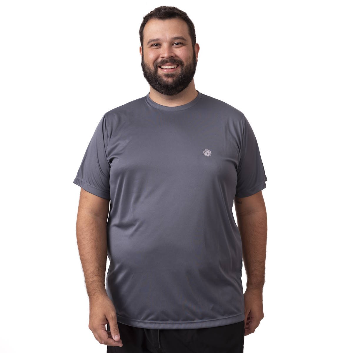 Camiseta Plus Size Masculina Dry UV25 Basic Cinza - Conforto e