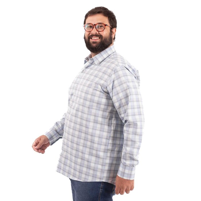 camisa plus size masculina xadrez color lado