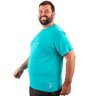 camiseta plus size masculina poliamida jacquard verde agua lado