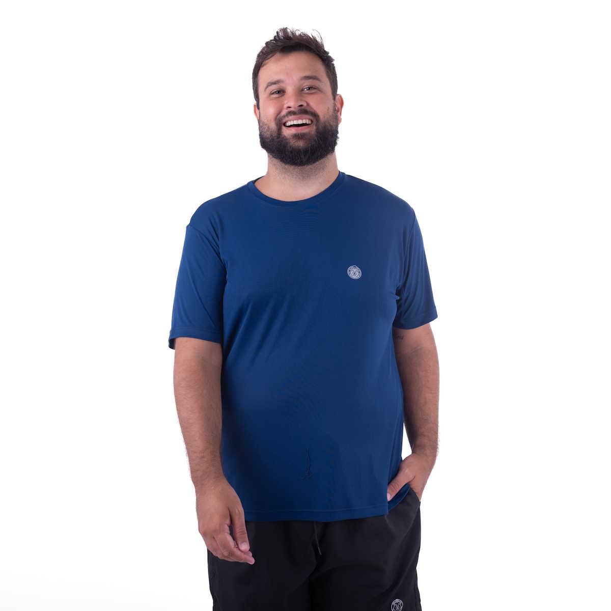 Camiseta Plus Size Masculina Running Azul Marinho Linha Bigness