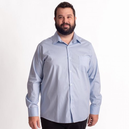 camisa plus size masculina tricoline elastic azul claro frete 1