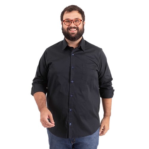 Conjunto Camisa Tricoline Elastic Azul Marinho e Calça Sport Fino Confort Caque