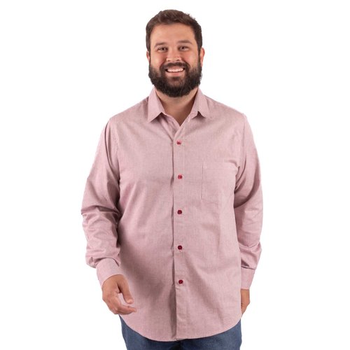 Camisa Plus Size Masculina Oxford Vinho