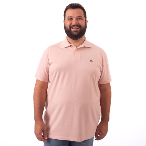 Polo Plus Size Masculina Piquet Lisa Rosé