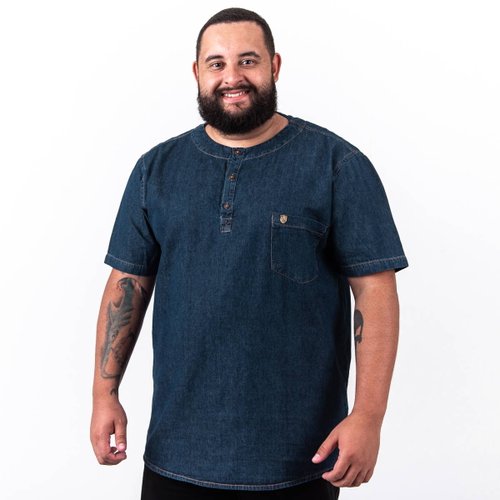 Camisa Plus Size Masculina Jeans Portuguesa Stoned