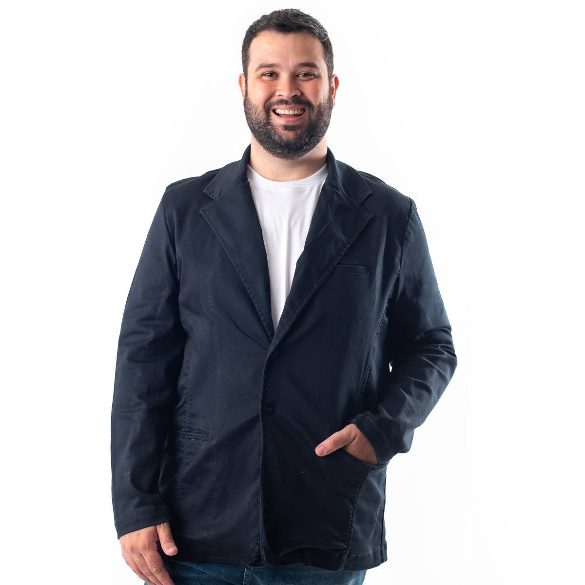 Blazer Plus Size Masculino Premium Elastic Azul Marinho