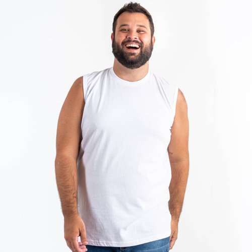 Machão Plus Size Masculina Lisa Branca