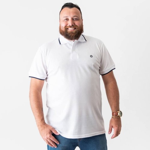 Polo Plus Size Masculina Milano Branca