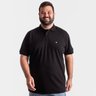 polo plus size masculina piquet new lisa preta frente