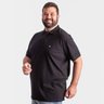 polo plus size masculina piquet new lisa preta lado
