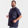 polo plus size masculina piquet new azul marinho lado