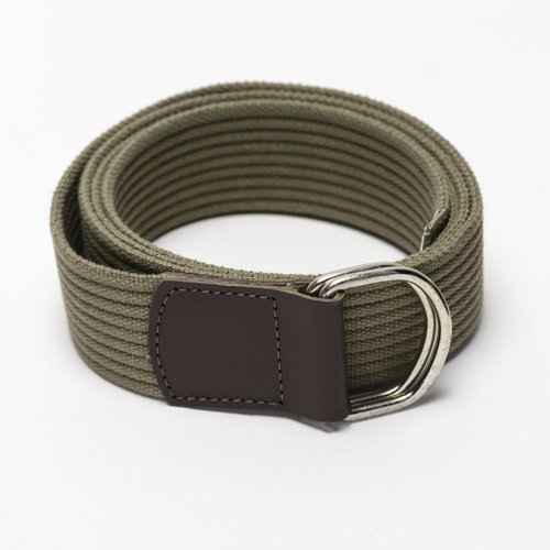 Cinto Plus Size Masculino de Lona Fivela Meia Argola Caqui
