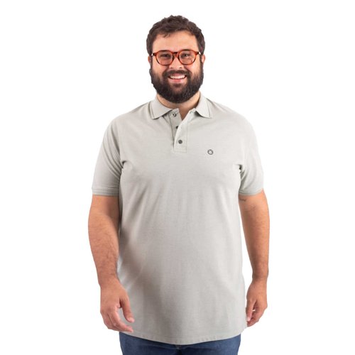 Polo Plus Size Masculina Mixed Linen Verde