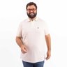 polo plus size masculina mixed linen natural frente