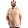polo plus size masculina piquet cream frente