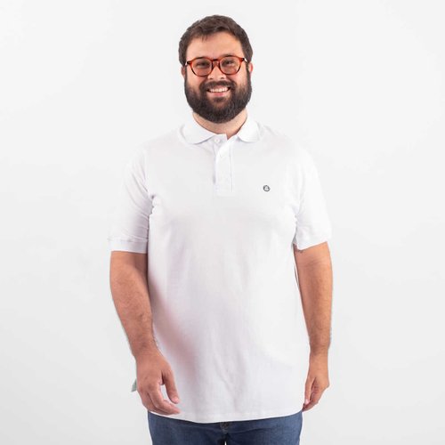 Polo Plus Size Masculina Piquet New Lisa Branca