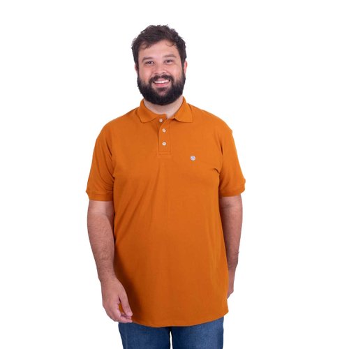 Polo Plus Size Masculina Piquet Caramelo