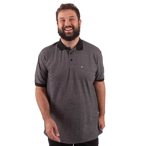 Polo Plus Size Masculina Textile Preta