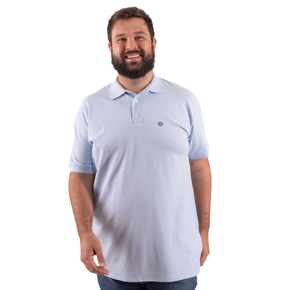 Polo Plus Size Masculina Piquet Lisa Azul Serenity | Leveza e