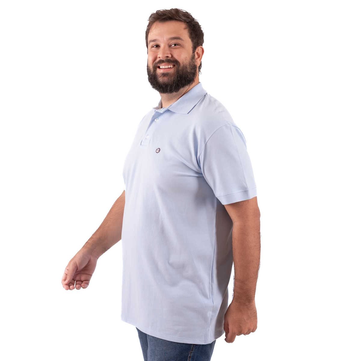 Polo Plus Size Masculina Piquet Lisa Azul Serenity | Leveza e