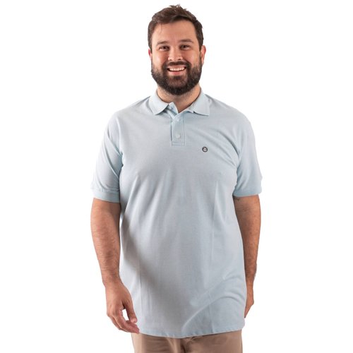 Polo Plus Size Masculina Piquet Cotton Azul Claro