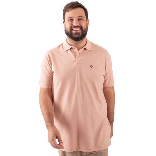 Polo Plus Size Masculina Piquet Cotton Salmão