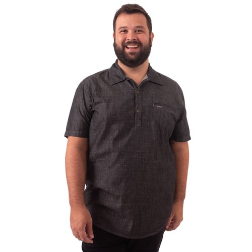 Polo Plus Size Masculina Jeans Stoned Black