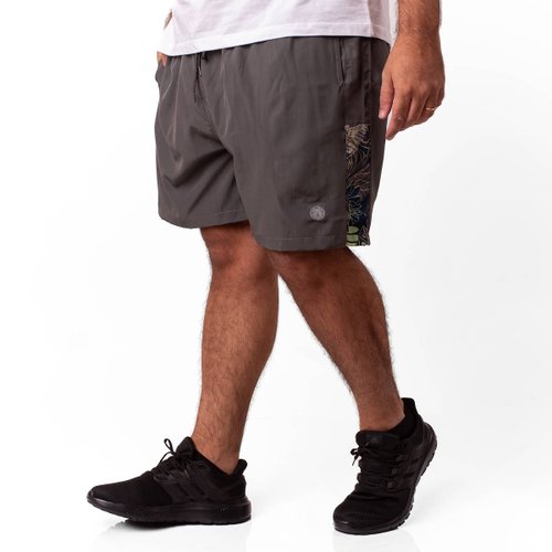 short plus size masculino microfibra elastano detail seaweed cinza lado