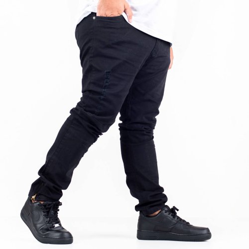 Calça Plus Size Masculina Sarja Black Slim Ziper