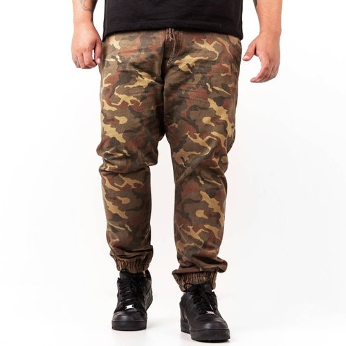 Calça Plus Size Masculina Jogger Camuflada Marrom