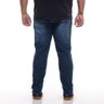 calca plus size masculina jeans puido slim dark blue costas