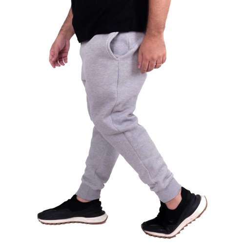 Calça Plus Size Masculina Moletom Felpado Jogger Emirate Mescla